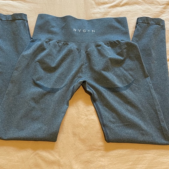 NVGTN Slate Blue Contour Seamless Leggings Workout Gym Size L - Picture 5 of 6